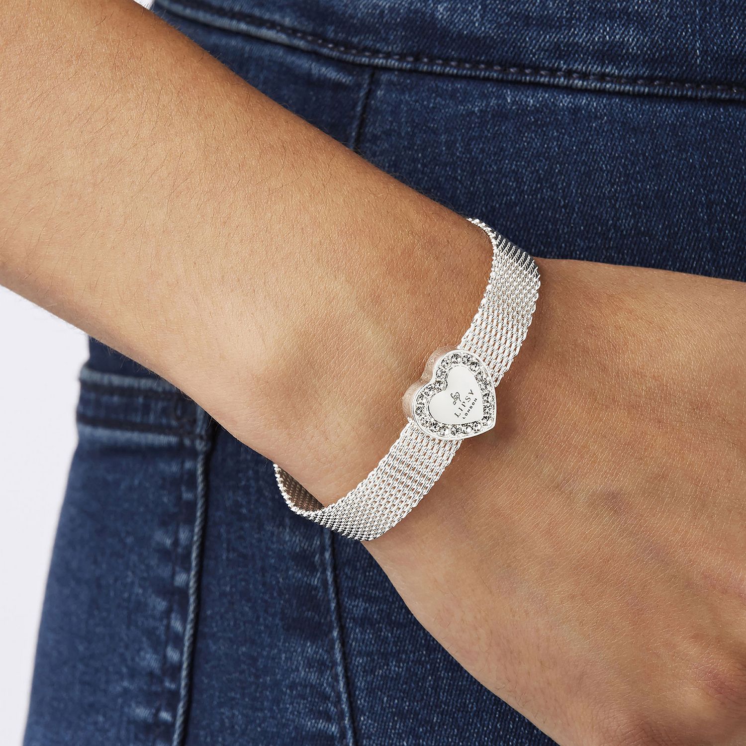 Lipsy rose gold mesh bracelet with heart logo 19cm (British brand)