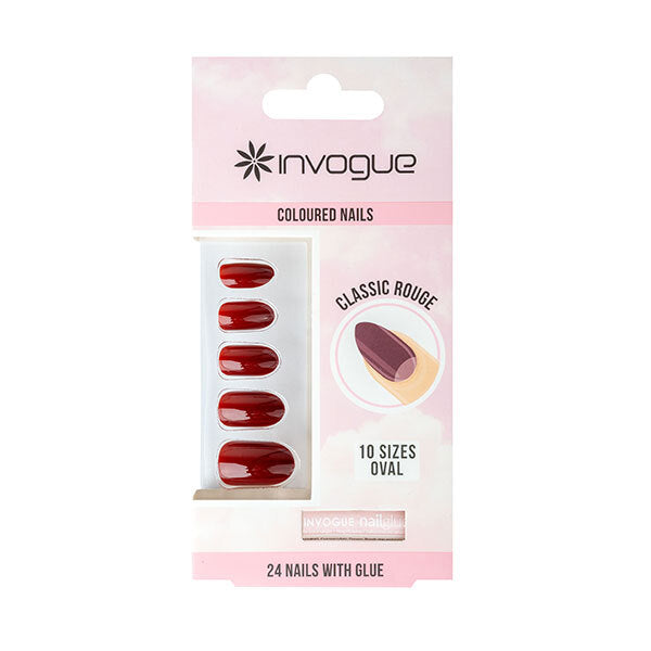 Invogue Classic Rouge Oval Nails - Pack of 24