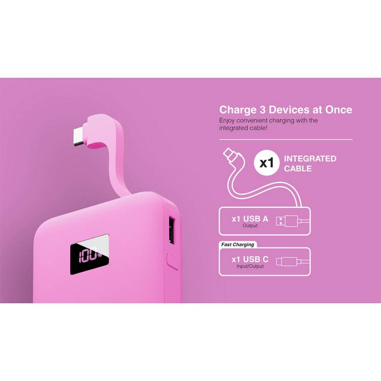 Juice portable power bank 10000mAh pink (British brand)