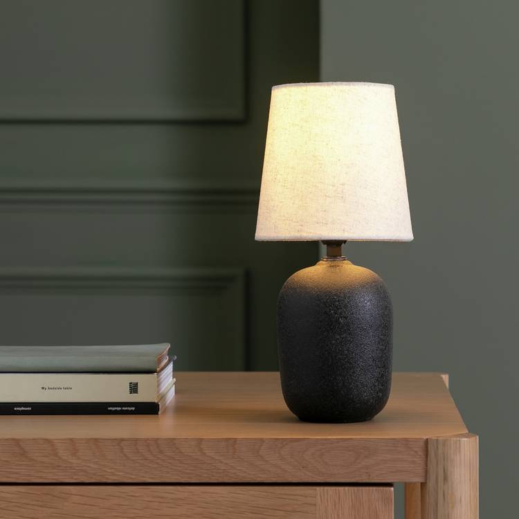 Habitat Mini Ashi ceramic table lamp in black - British product
