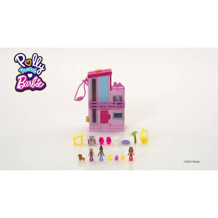 Polly Pocket Barbie Dreamhouse compact playset with micro dolls - British product