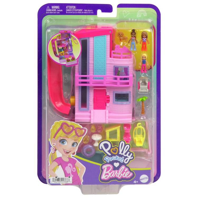 Polly Pocket Barbie Dreamhouse compact playset with micro dolls - British product