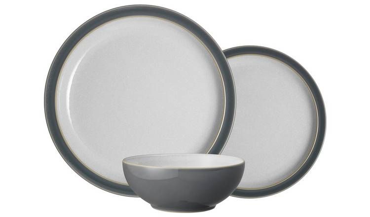 Denby 12 Piece Stoneware Dinner Set - Fossil Grey GOODS Argos