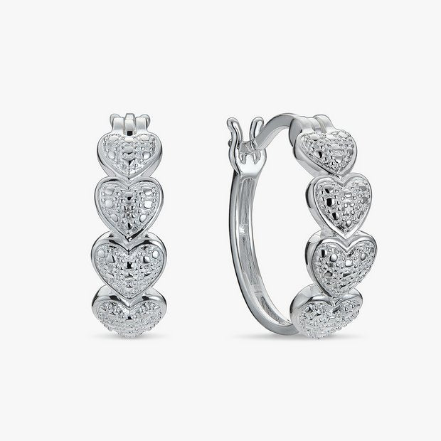 Revere pave heart huggie hoop earrings, imported from the UK