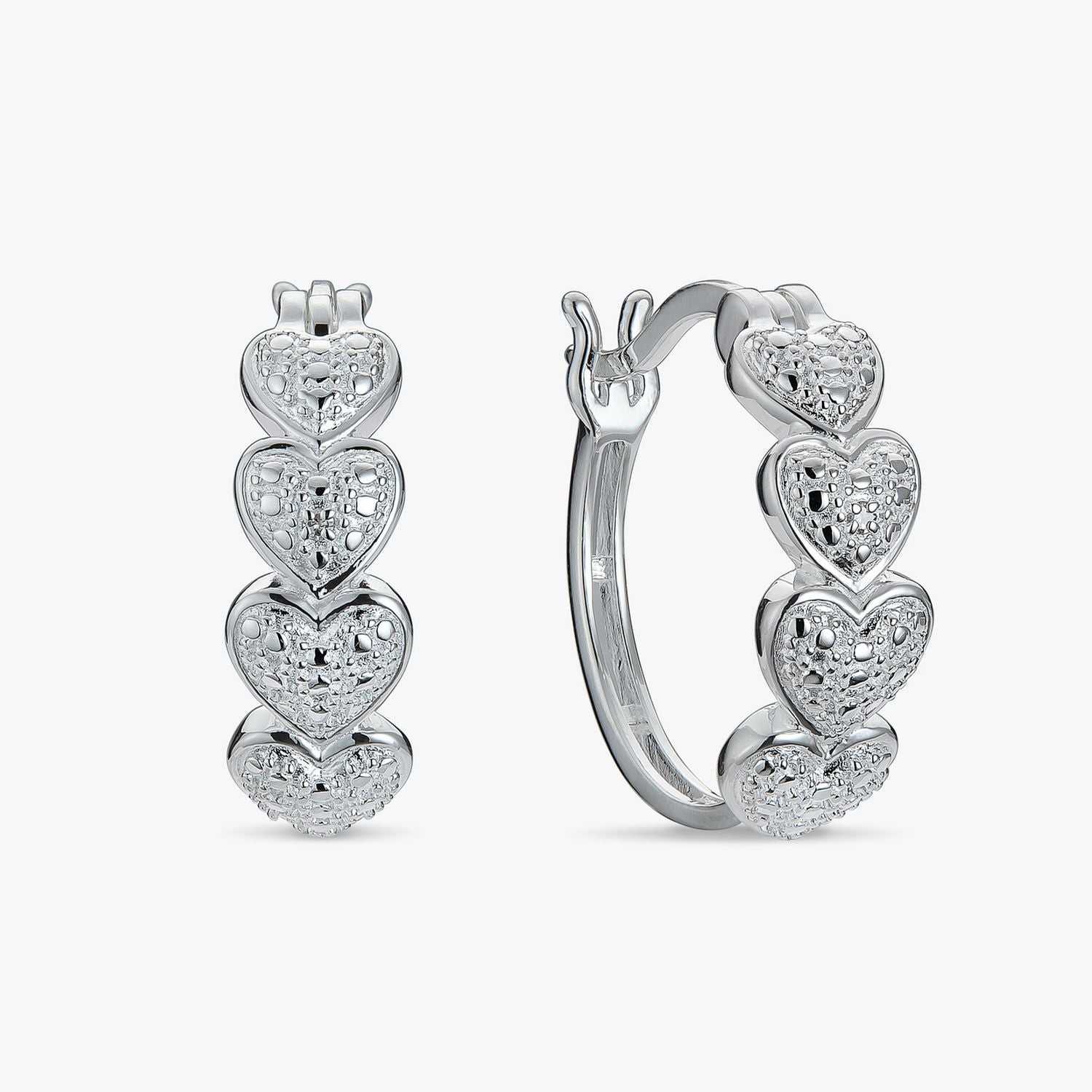 Revere pave heart huggie hoop earrings, imported from the UK