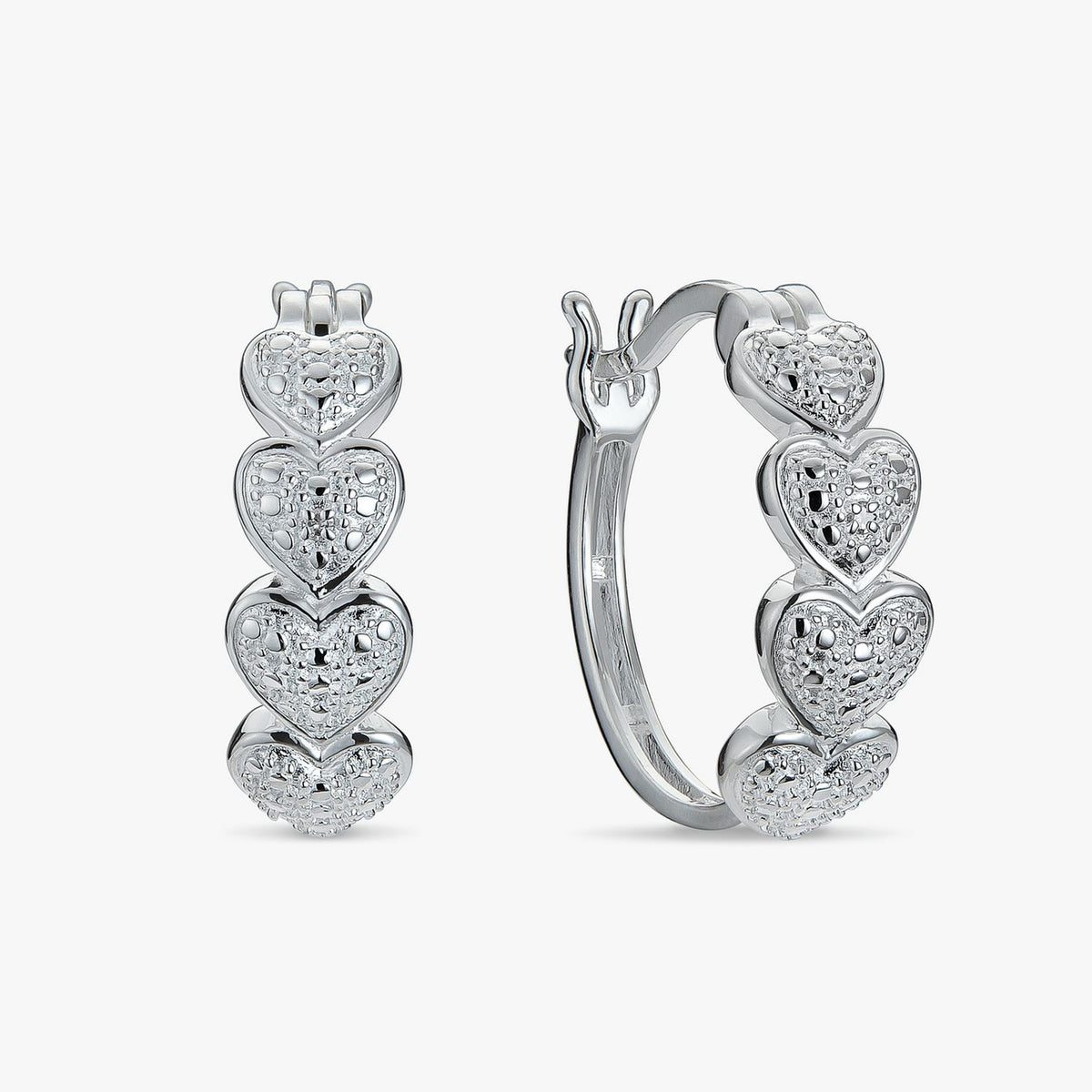 Revere pave heart huggie hoop earrings, imported from the UK