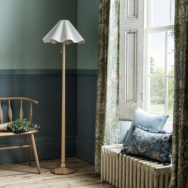 Habitat Morris & Co. natural wooden floor lamp base - British product