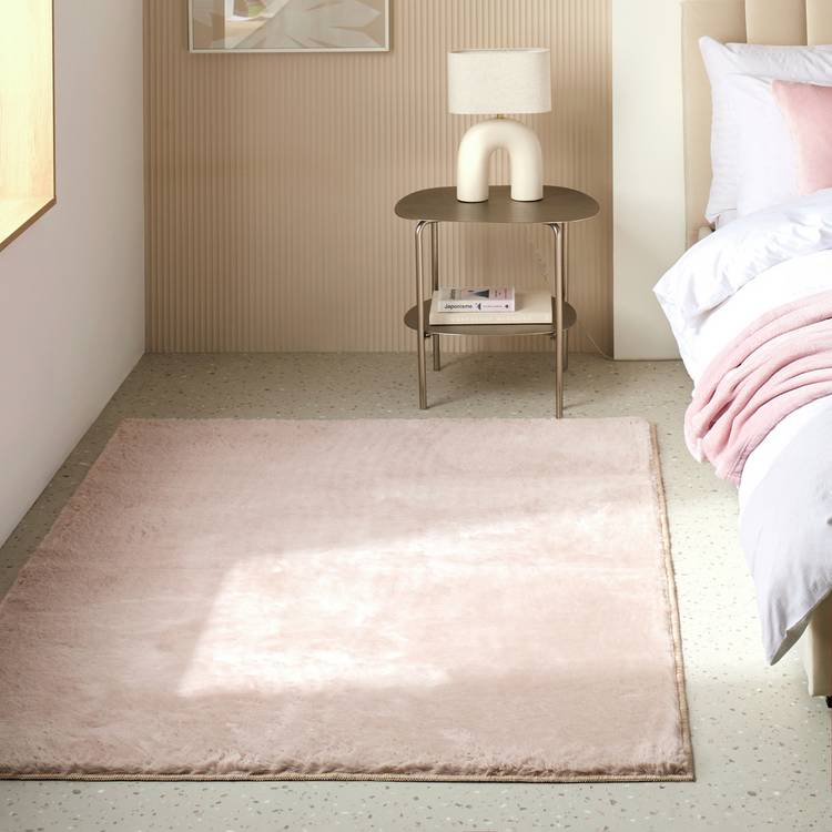 Habitat blush pink faux fur rug 150x80cm, UK version