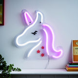 Glow unicorn wall light white and pink (British brand)