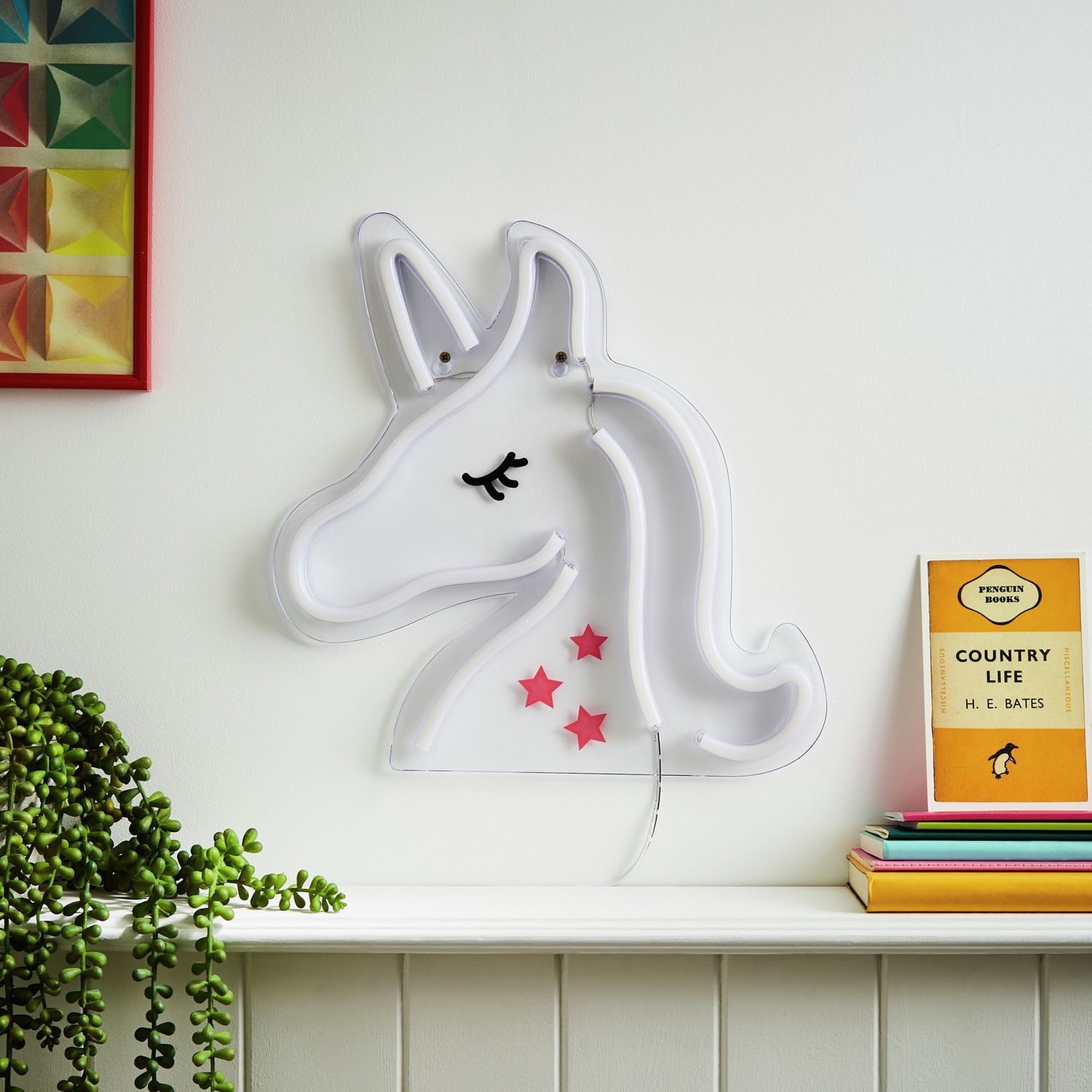Glow unicorn wall light white and pink (British brand)
