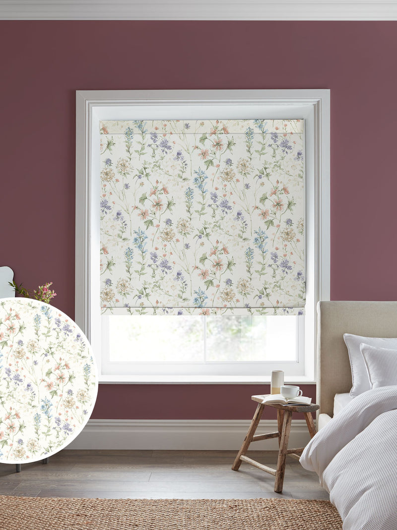 Laura Ashley Wild Meadow roman blind, chalk pink - British product