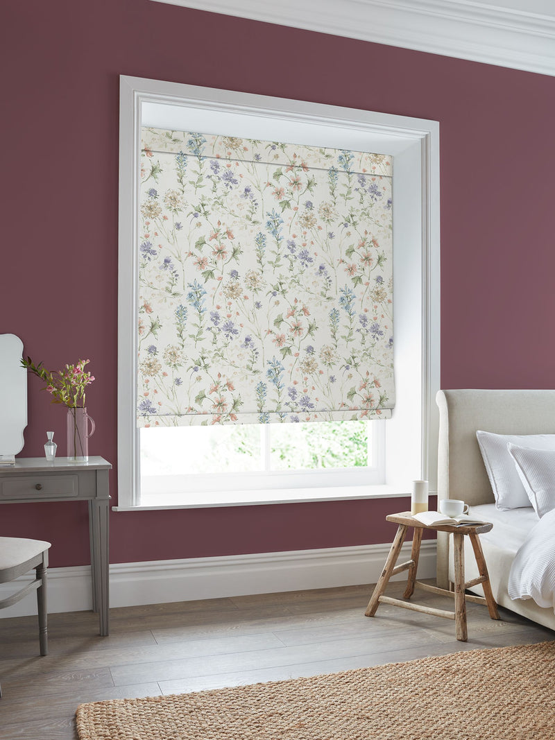 Laura Ashley Wild Meadow roman blind, chalk pink - British product