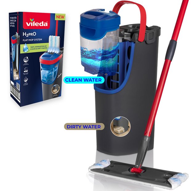 Vileda H2PrO flat mop system with 6L bucket, UK version