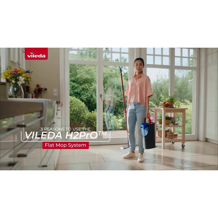 Vileda H2PrO flat mop system with 6L bucket, UK version
