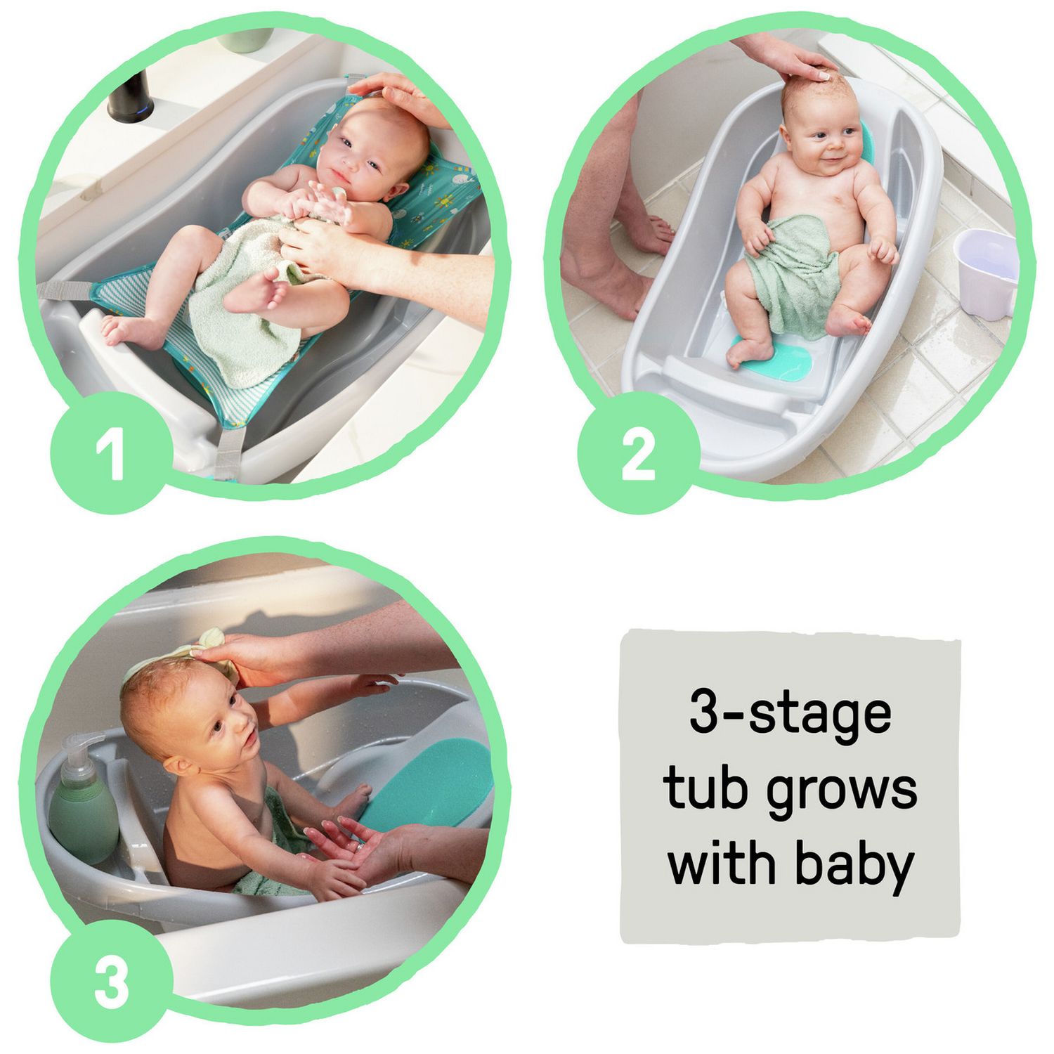 Ingenuity baby bathtub grey 3-stage, imported from the UK