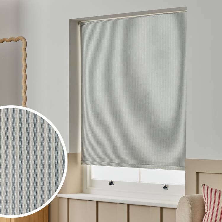 Habitat blue stripe blackout roller blind 90cm - British product
