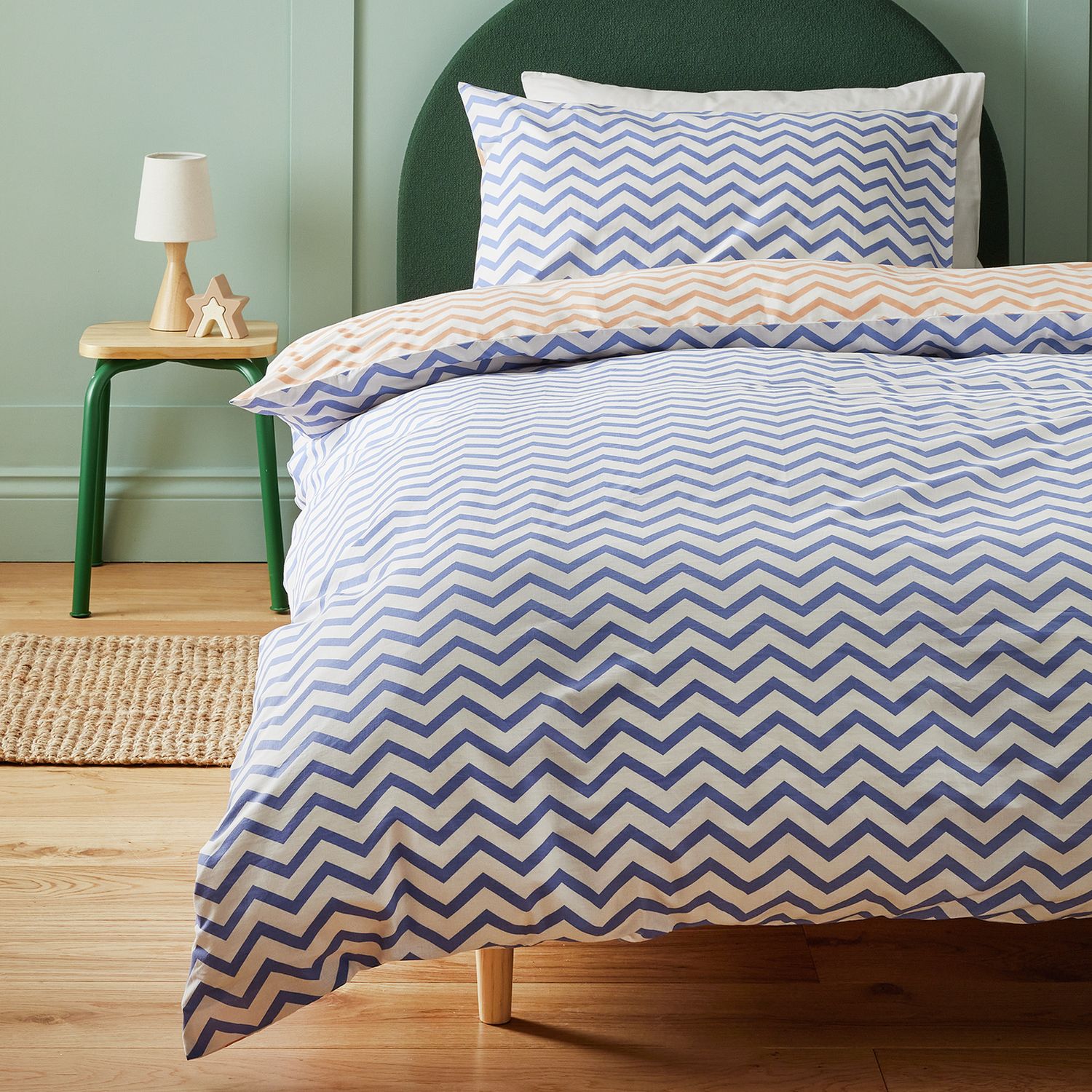 Habitat Zig Zag Blue Kids Bedding Set - Single