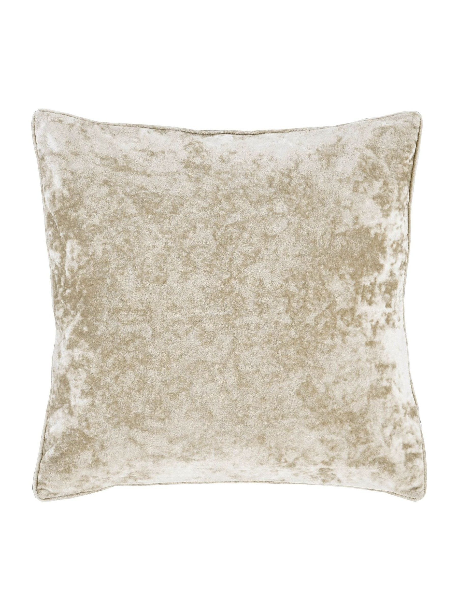 Catherine Lansfield natural crushed velvet cushion 45x45cm, imported from the UK