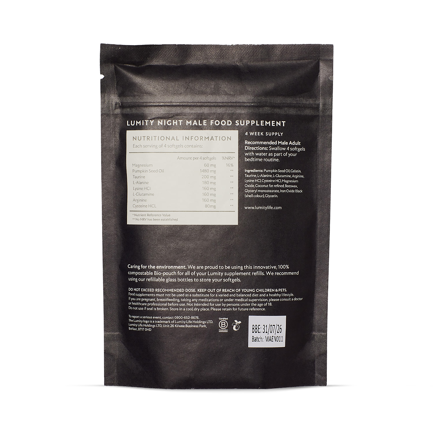Lumity male supplement morning night 28-day 224 softgels - British product