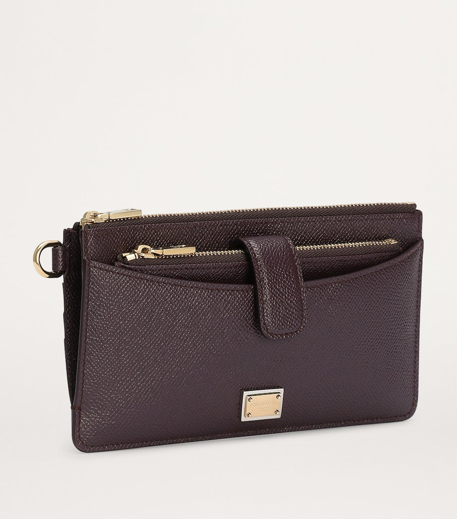 Dolce&Gabbana grained leather card holder with logo plaque, UK version