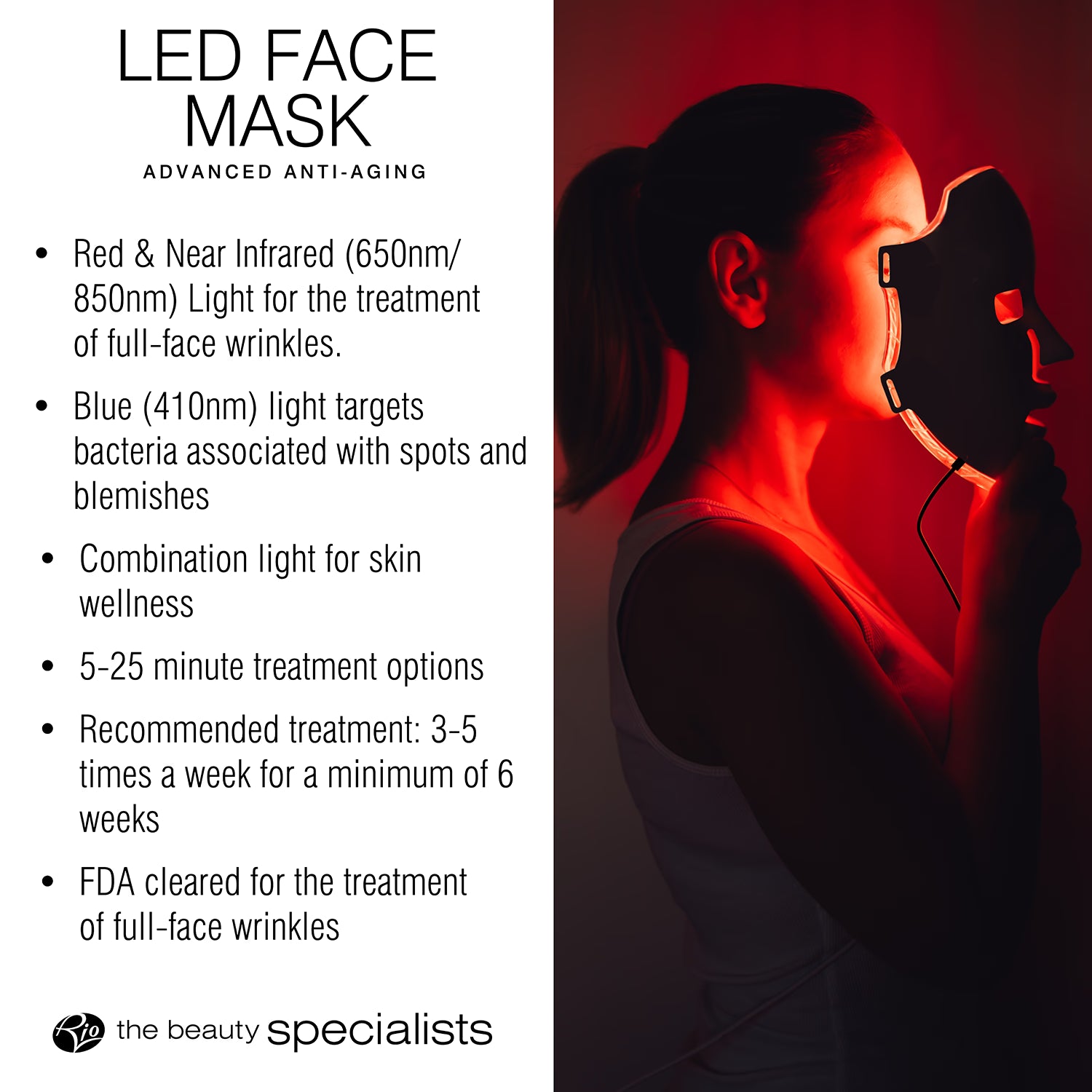 Rio LED Beauty Face Mask light therapy device, imported from the UK