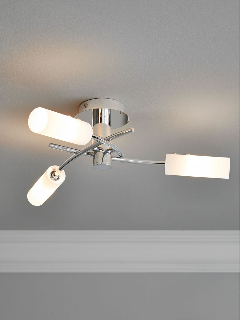 Chrome Seville flush fitting ceiling light 52cm, imported from the UK