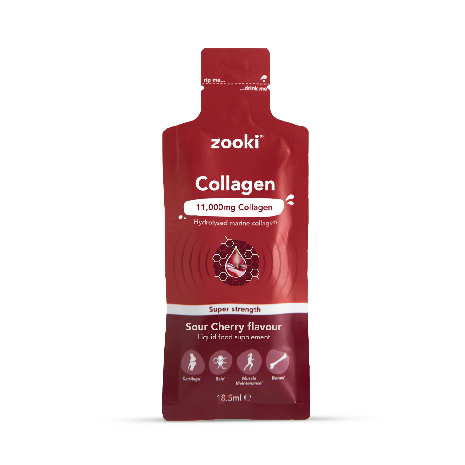 Zooki marine collagen supplement Sour Cherry 14 sachets (British brand)