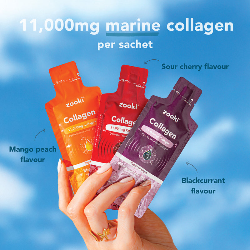 Zooki marine collagen supplement Sour Cherry 14 sachets (British brand)