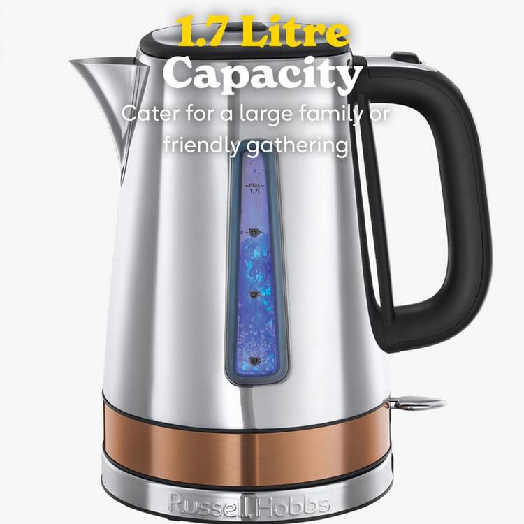 Russell Hobbs Luna Quiet Boil kettle metallic 1.7 litre, imported from the UK