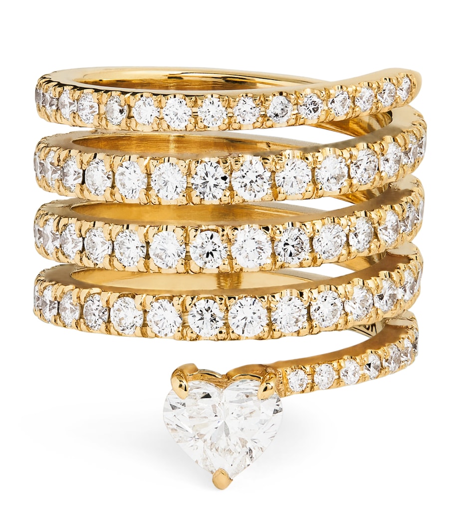 SHAY yellow gold diamond swirl pinky ring (British brand)