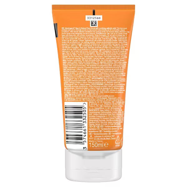 Neutrogena Clear Defend Facial Scrub 150ml, imported from the UK