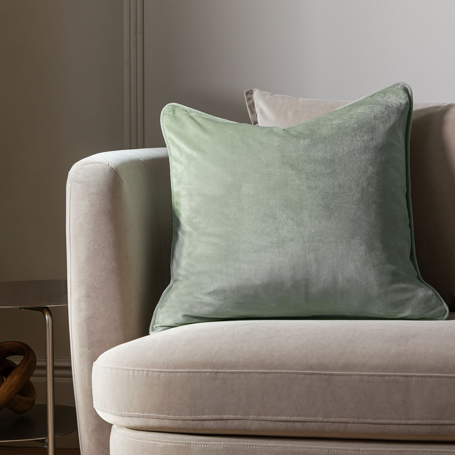 Habitat Velvet Cushion - Sage - 55x55cm