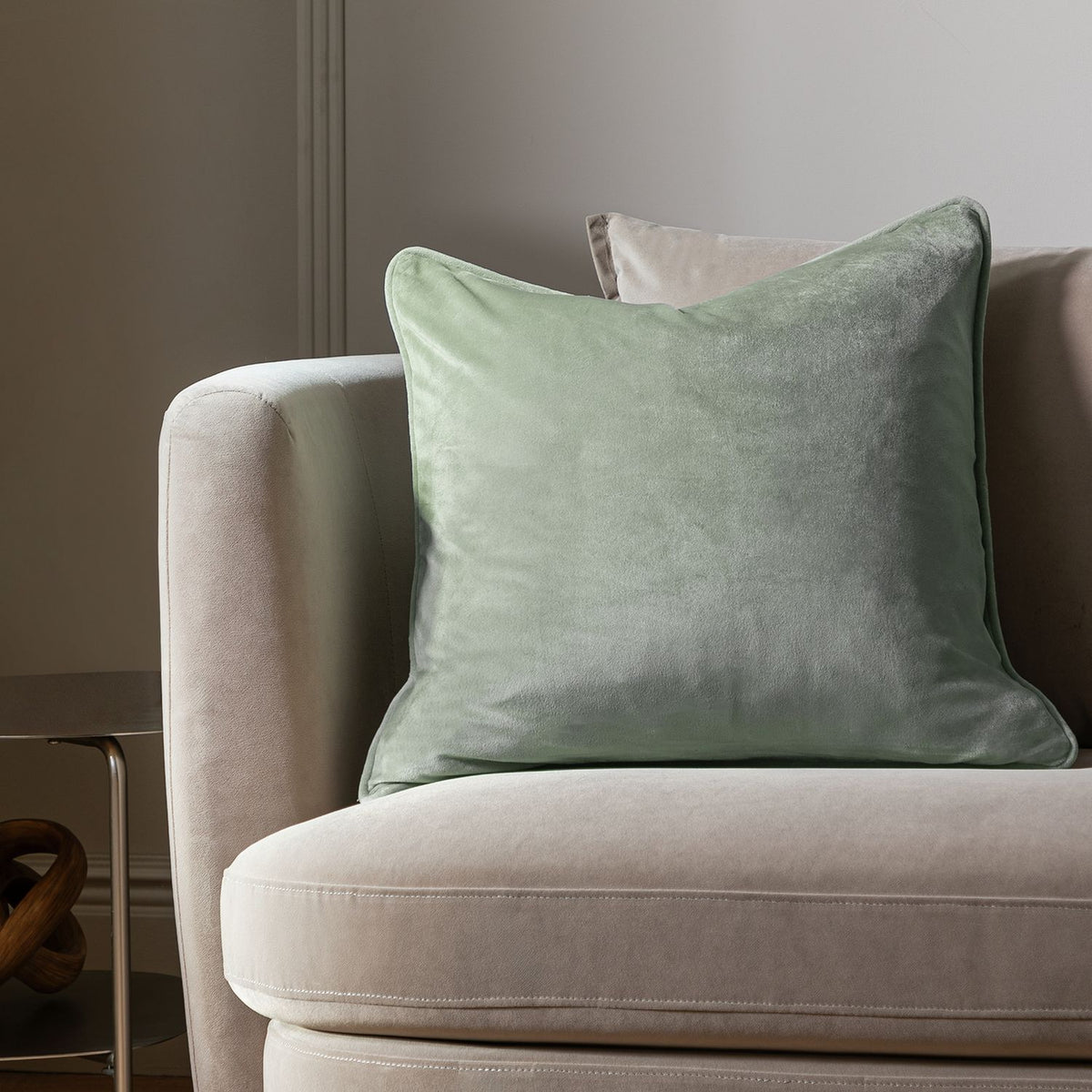 Habitat Velvet Cushion - Sage - 55x55cm