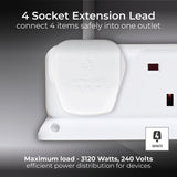 Masterplug 4 socket extension lead 1m, UK version