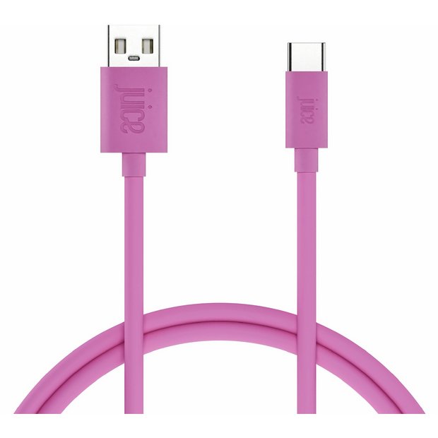 Juice USB-C charging cable pink 2m, UK version