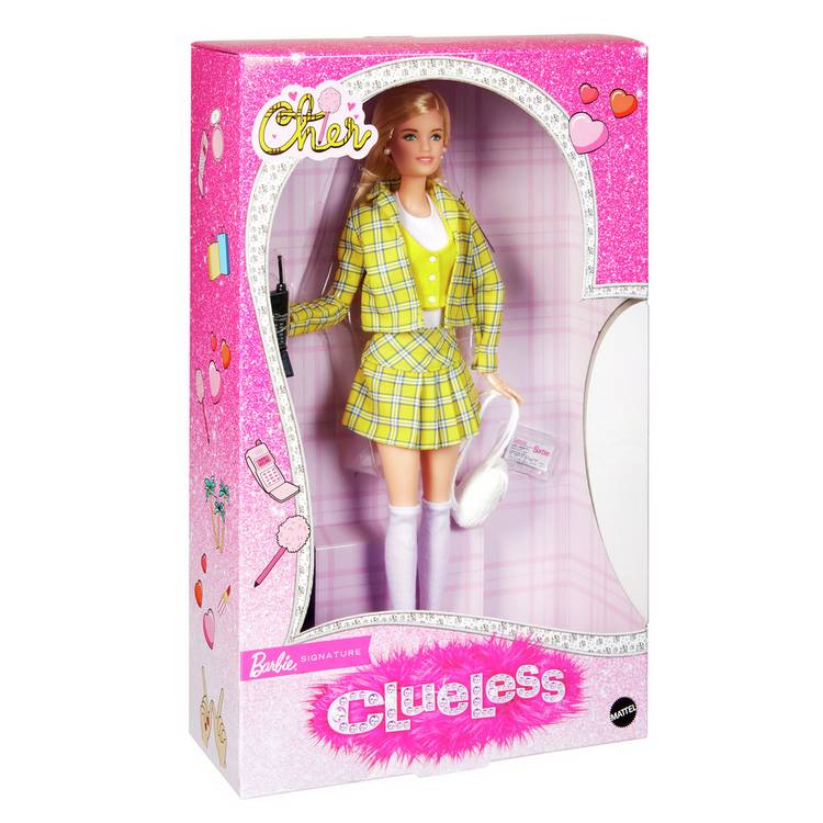 Barbie Clueless Cher collector doll with plaid suit and accessories, imported from the UK