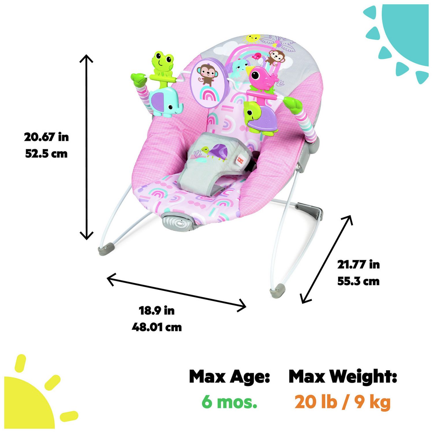 Bright Starts Pink Paradise baby bouncer - British product
