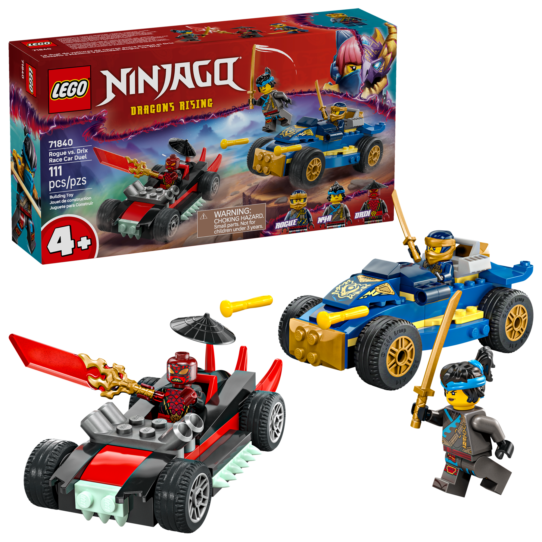 LEGO NINJAGO Rogue vs Drix Race Car Duel set (British brand)