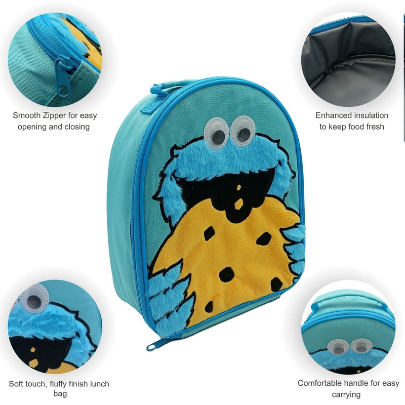 Hox Sesame Street Cookie Monster furry lunch bag, UK version