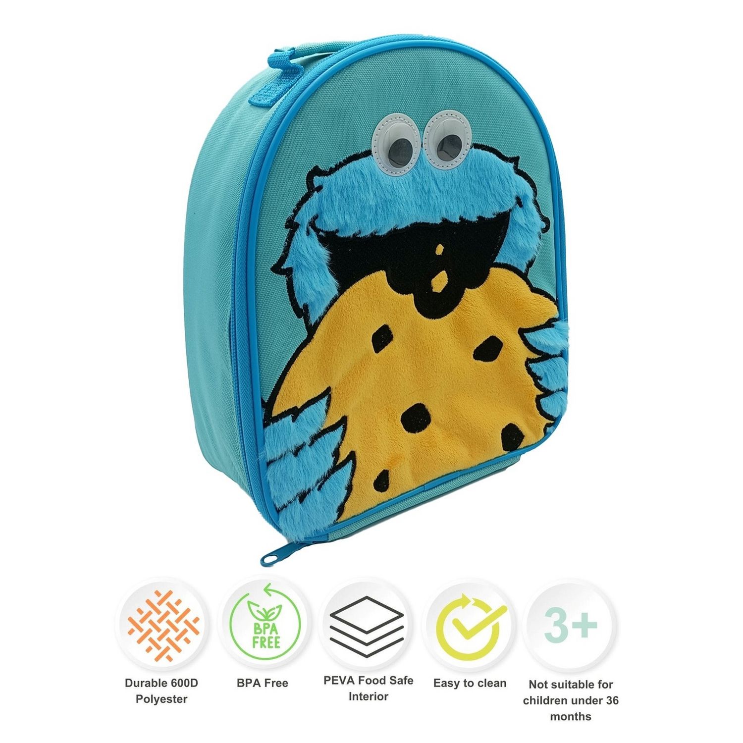 Hox Sesame Street Cookie Monster furry lunch bag, UK version