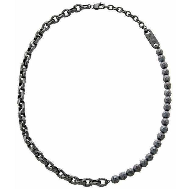Armani Exchange chain necklace gunmetal hematite 50cm, UK version