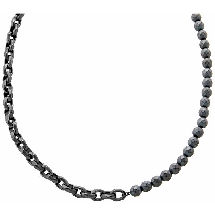 Armani Exchange chain necklace gunmetal hematite 50cm, UK version