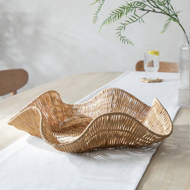 Habitat rattan wave tray natural 45cm, imported from the UK