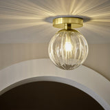 Argos Home metal bathroom flush ceiling light brushed brass, UK version