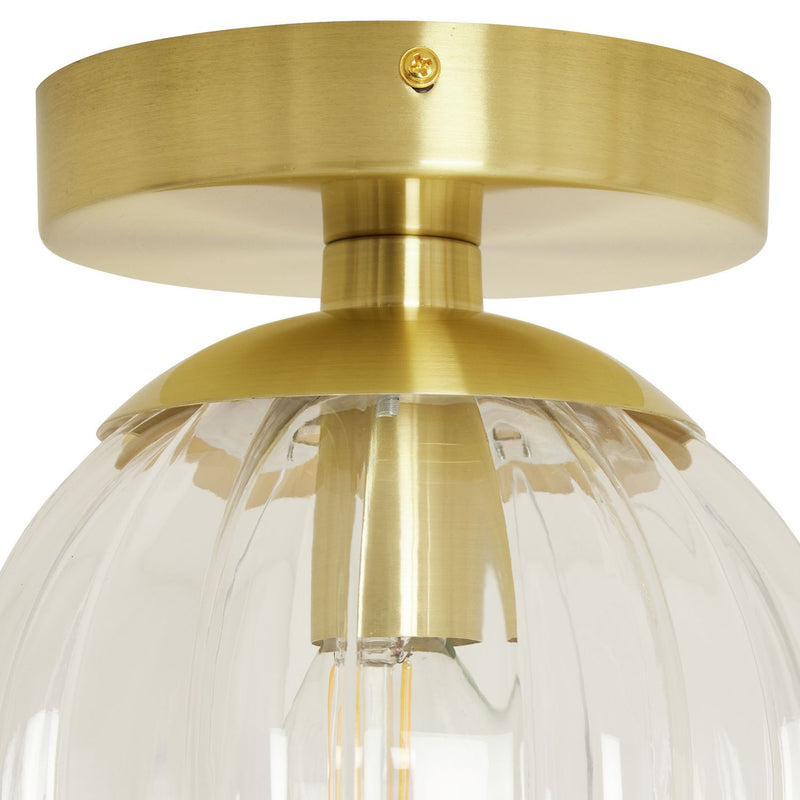 Argos Home metal bathroom flush ceiling light brushed brass, UK version