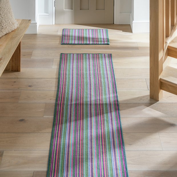 Argos Home bright stripe runner and mat set 180x57cm (British brand)