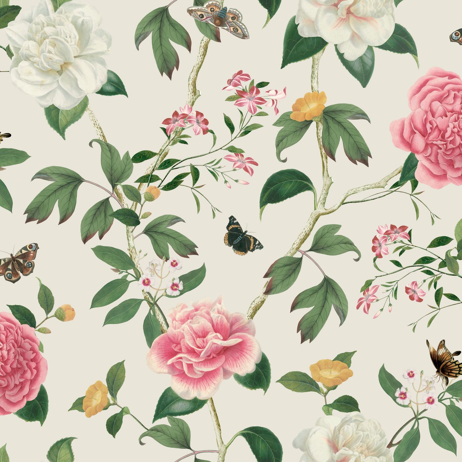 RHS Chinoiserie Charmer Cream wallpaper roll 50cm x 10m (British brand)