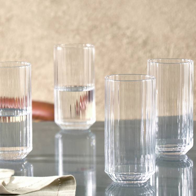 Habitat wide ribbed hi-ball glasses set of 4 350ml, imported from the UK