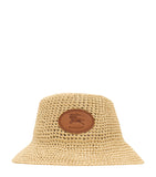 Burberry raffia-effect bucket hat with Knight Stamp, imported from the UK