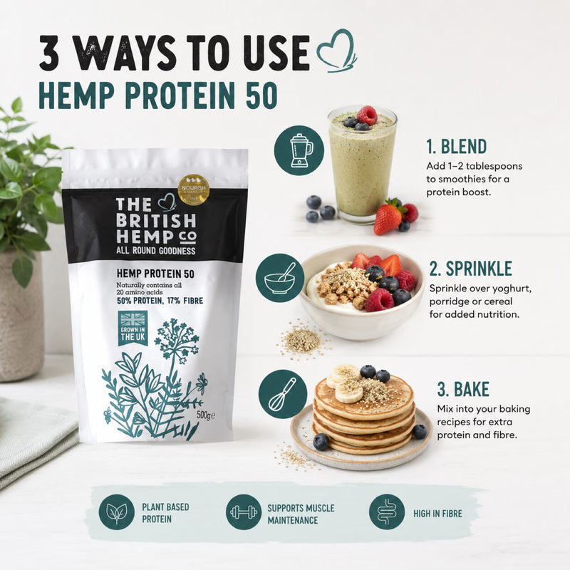 The British Hemp Co hemp protein powder 50% 500g - British product